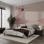Papier peint – Courbes abstraites rose et gris