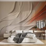 Papier peint – Vagues sculptées beige et terracotta