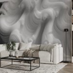 Papier peint – Volutes grises effet sculpté