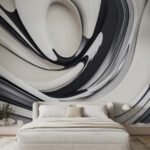 Papier peint – Tourbillon abstrait noir et blanc