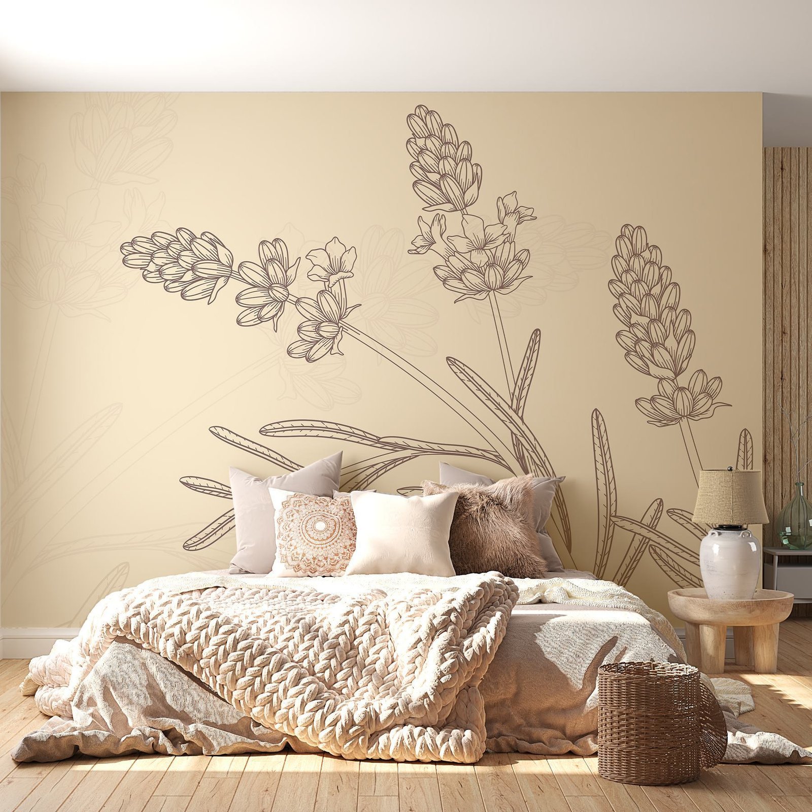 w02243v1pib71ms.jpg Papier peint – Papillons dessinés sur fond beige – Image 1