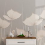 Papier peint – Fleurs blanches minimalistes