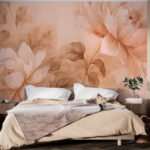 Papier peint – Fleurs dessinées aux tons terracotta