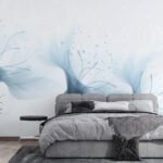 Papier peint – Fleurs bleues aux tiges aériennes
