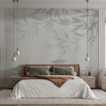 Papier peint – Branches vert grisé sur fond clair