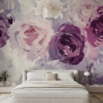 Papier peint – Roses violettes en aquarelle