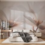 Papier peint – Pétales rose poudré en transparence