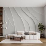 Papier peint – Rubans blancs verticaux en relief