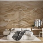 Papier peint – Vagues sculptées beige doré