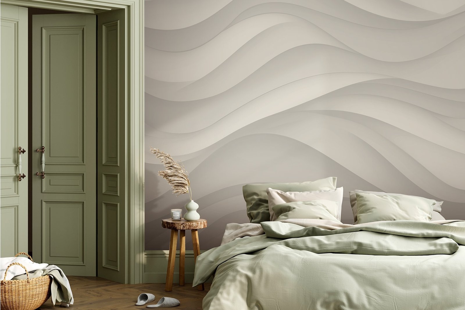 w02314pib3r.jpg Papier peint – Ondulations blanches en relief – Image 1