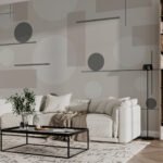 Papier peint – Cercles gris et lignes noires