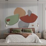 Papier peint – Formes organiques vertes et terracotta