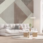 Papier peint – Triangles beige, brun et crème