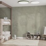Papier peint – Constellations au trait sur fond vert grisé