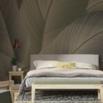 Papier peint – Feuille vert sombre aux nervures fines