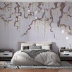 Papier peint – Branches fleuries et grappes blanches