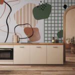 Papier peint – Grille et formes rétro multicolores