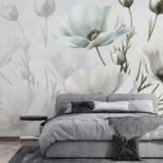 Papier peint – Fleurs vert tendre aux tiges fines