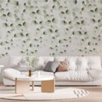 Papier peint – Petites branches vertes répétées