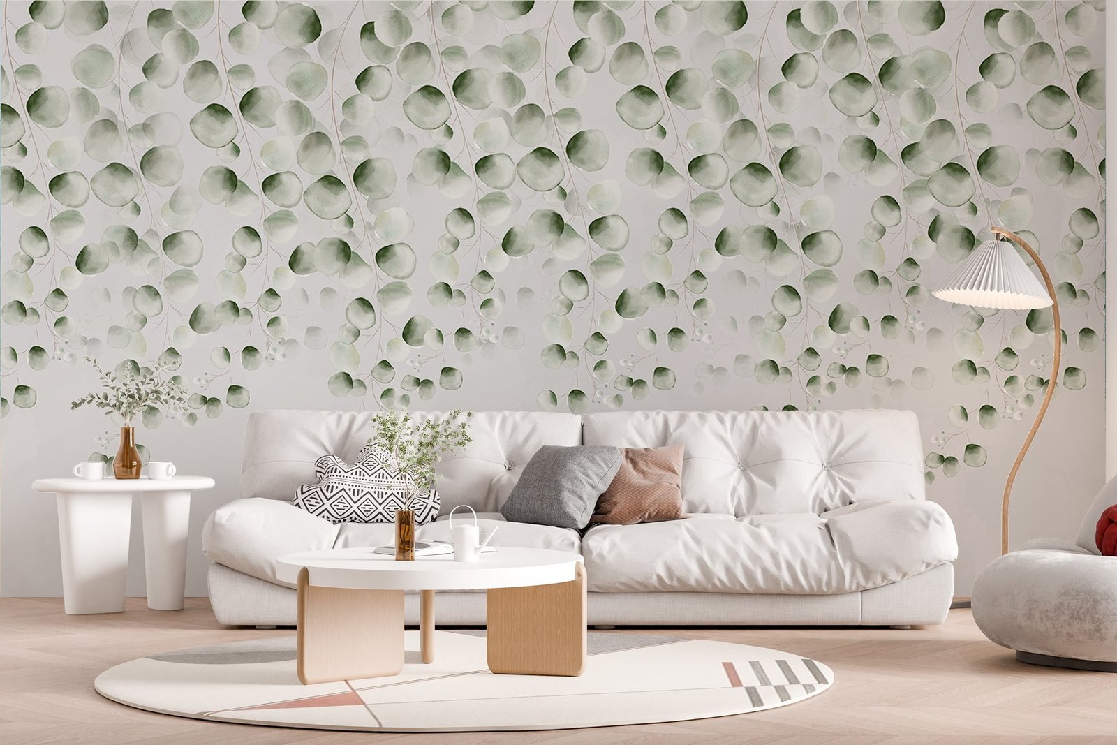 w02390pig35mr.jpg Papier peint – Petites branches vertes répétées – Image 1