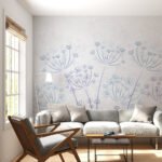 Papier peint – Ombelles bleues au trait