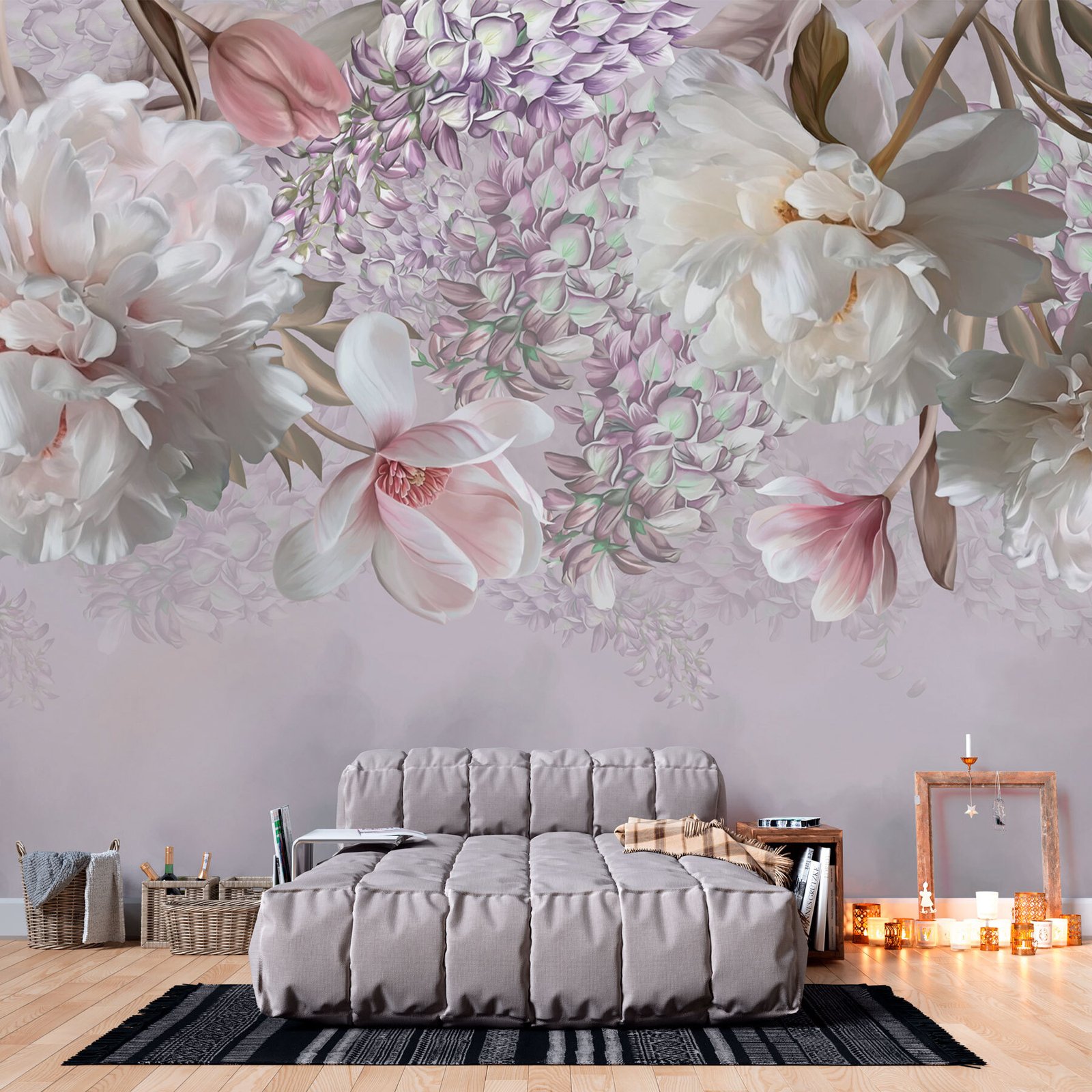 w02406pib34ms.jpg Papier peint – Bouquet suspendu rose et blanc – Image 1