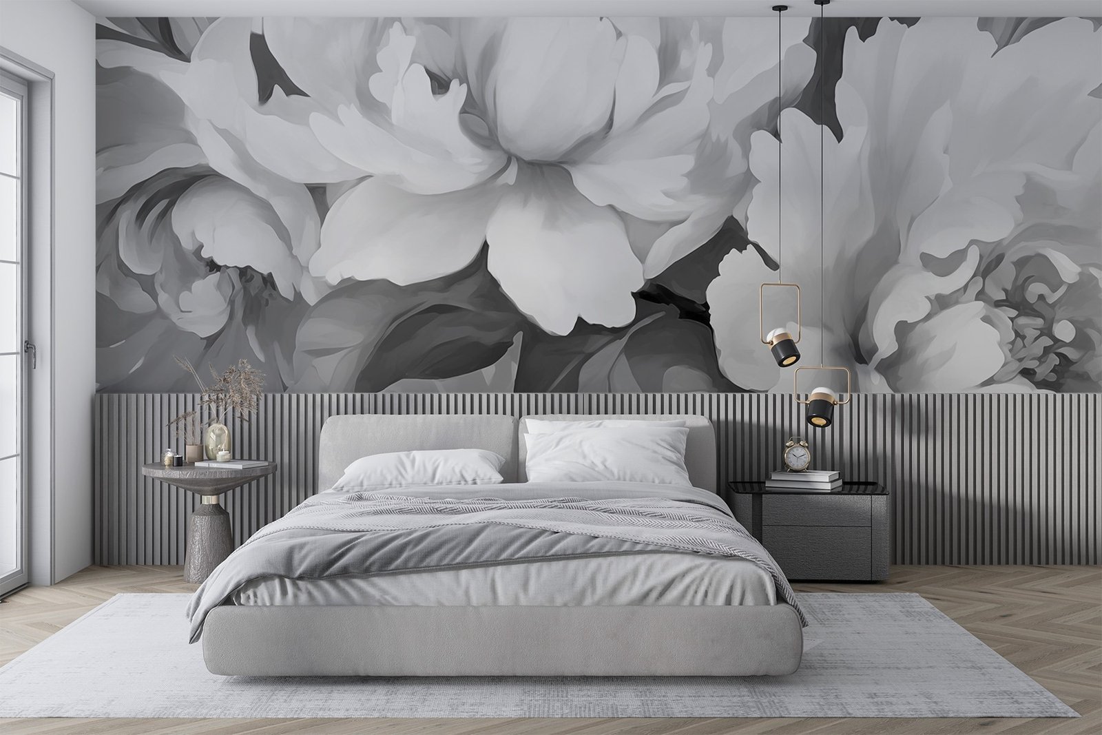 w02416pib45r.jpg Papier peint – Pivoines grises et blanches – Image 1