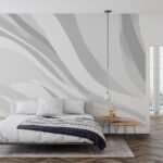 Papier peint – Courbes graphiques grises et blanches