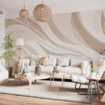 Papier peint – Courbes graphiques beige et crème