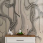 Papier peint – Lignes fluides gris et beige