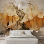 Papier peint – Fleurs en clochettes jaune doré