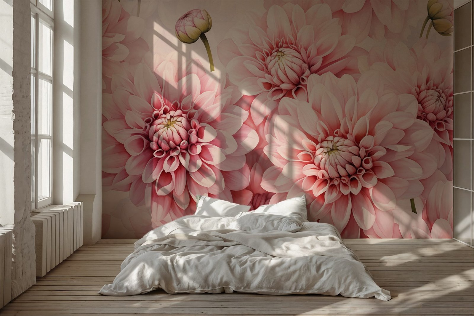 w02469pib13mr.jpg Papier peint – Grandes fleurs rouges dessinées – Image 1