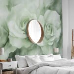 Papier peint – Roses vert tendre en gros plan