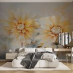 Papier peint – Fleurs jaunes en aquarelle