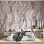 Papier peint – Lignes ondulées rose taupe
