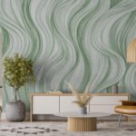 Papier peint – Lignes ondulées vert tendre