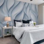 Papier peint – Ondulations bleues en relief