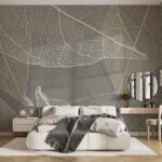 Papier peint – Feuilles transparentes aux nervures dorées