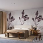 Papier peint – Orchidées pourpres sur fond clair