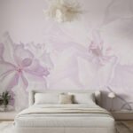 Papier peint – Fleurs mauves en transparence