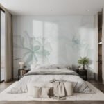 Papier peint – Fleurs vert tendre en transparence