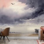 Papier peint – Ciel nuageux au-dessus de la mer