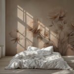 Papier peint – Fleurs sculptées aux tons sable