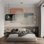 Papier peint – Formes rectangulaires rétro aux tons doux