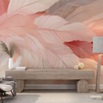 Papier peint – Feuilles corail en transparence