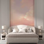 Papier peint – Ciel pastel rose et doré