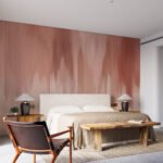 Papier peint – Traits verticaux terracotta et rose