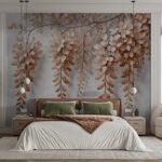 Papier peint – Feuillage brun rosé en cascade