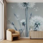 Papier peint – Pissenlits blancs sur fond bleu – Image 2