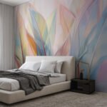 Papier peint – Feuilles abstraites pastel multicolores